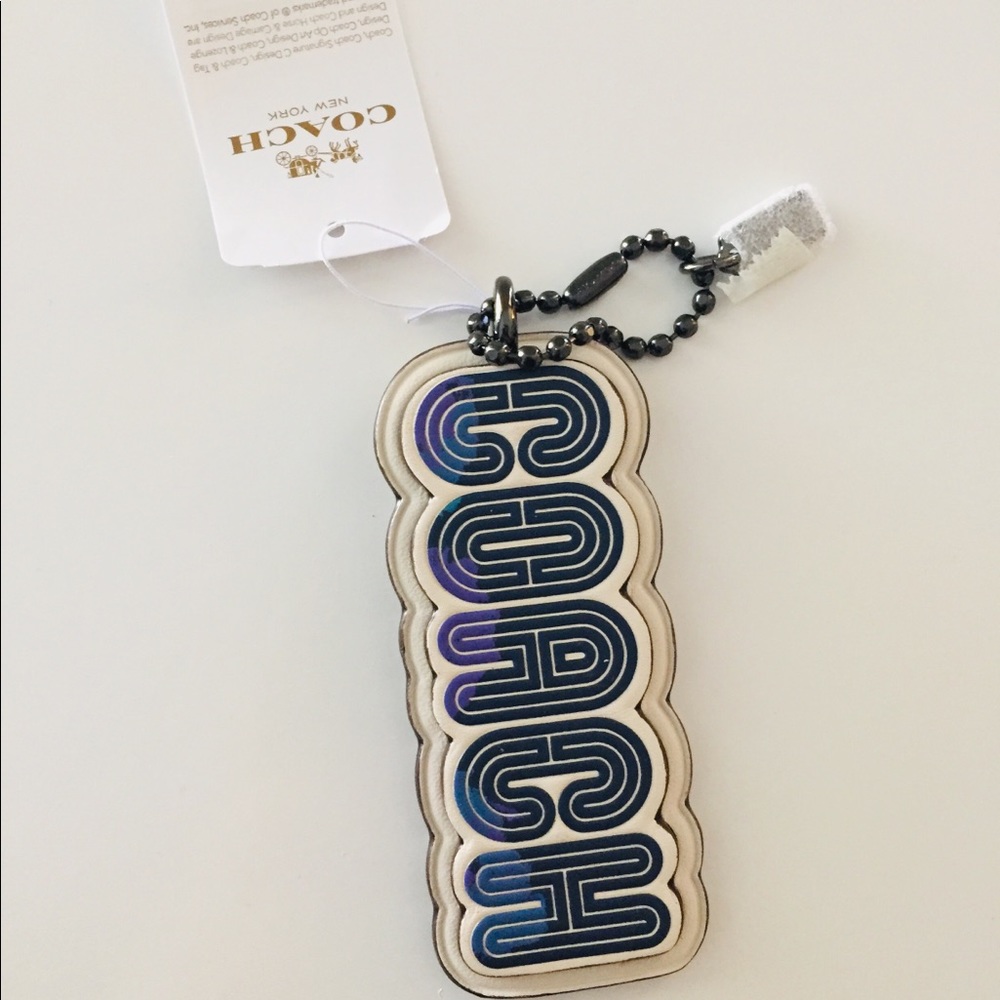 Coach Keychain FOB Bag Charm Signature Large 4” Retro Neon Sign Coach Hangtag - Picture 2 of 8